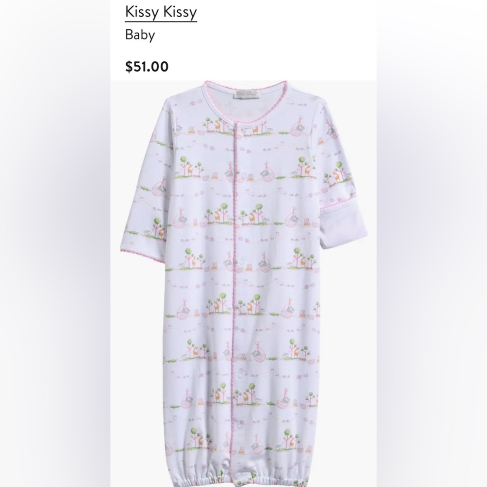 Kissy Kissy Noah's Print Convertible Pima Cotton Gown